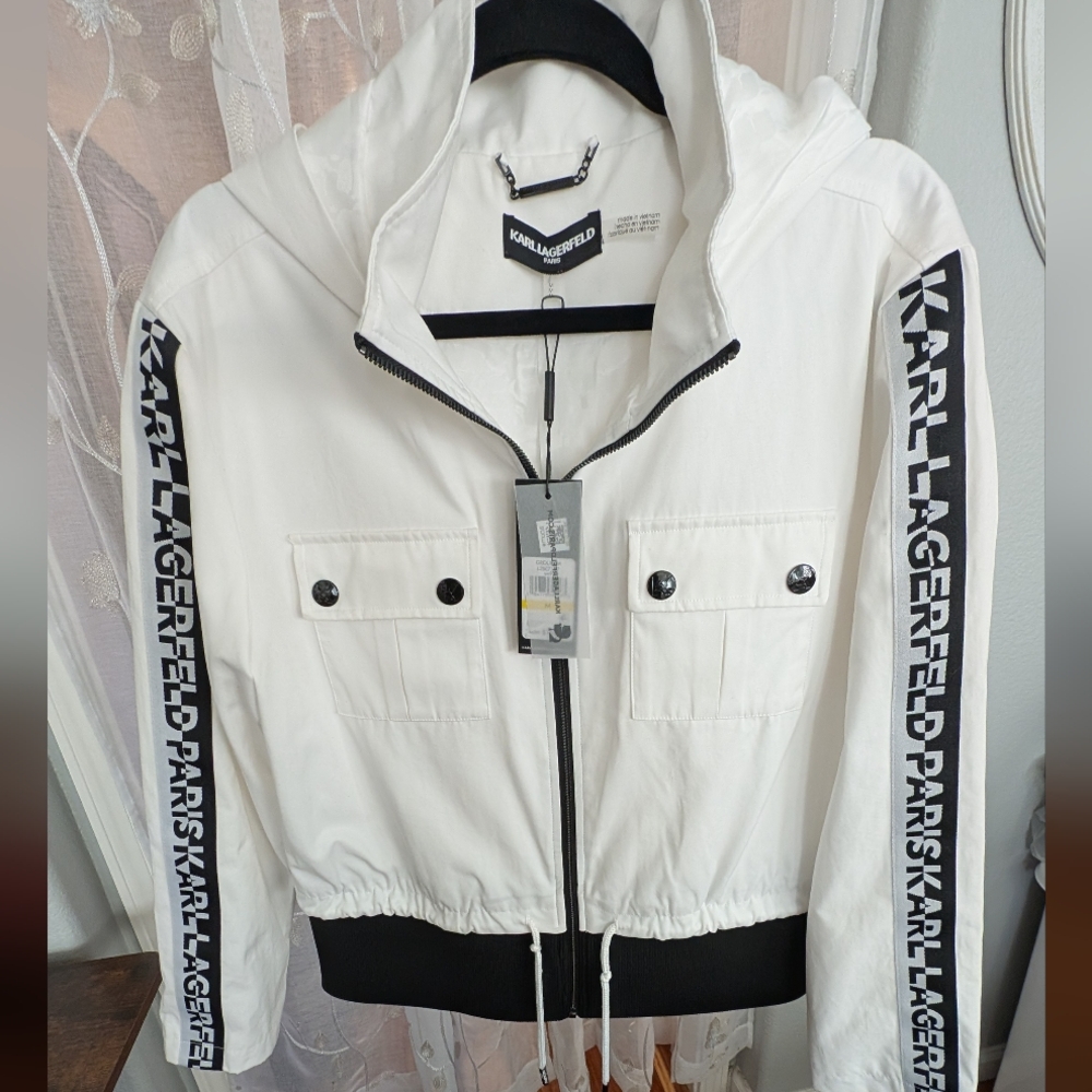 Karl Lagerfeld Hooded Logo Jacket Size Medium Nwt❤